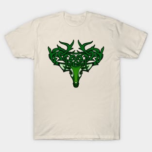 Celtic Deer with Knotted Antlers Green T-Shirt